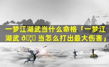 一梦江湖武当什么命格「一梦江湖武 🦆 当怎么打出最大伤害」
